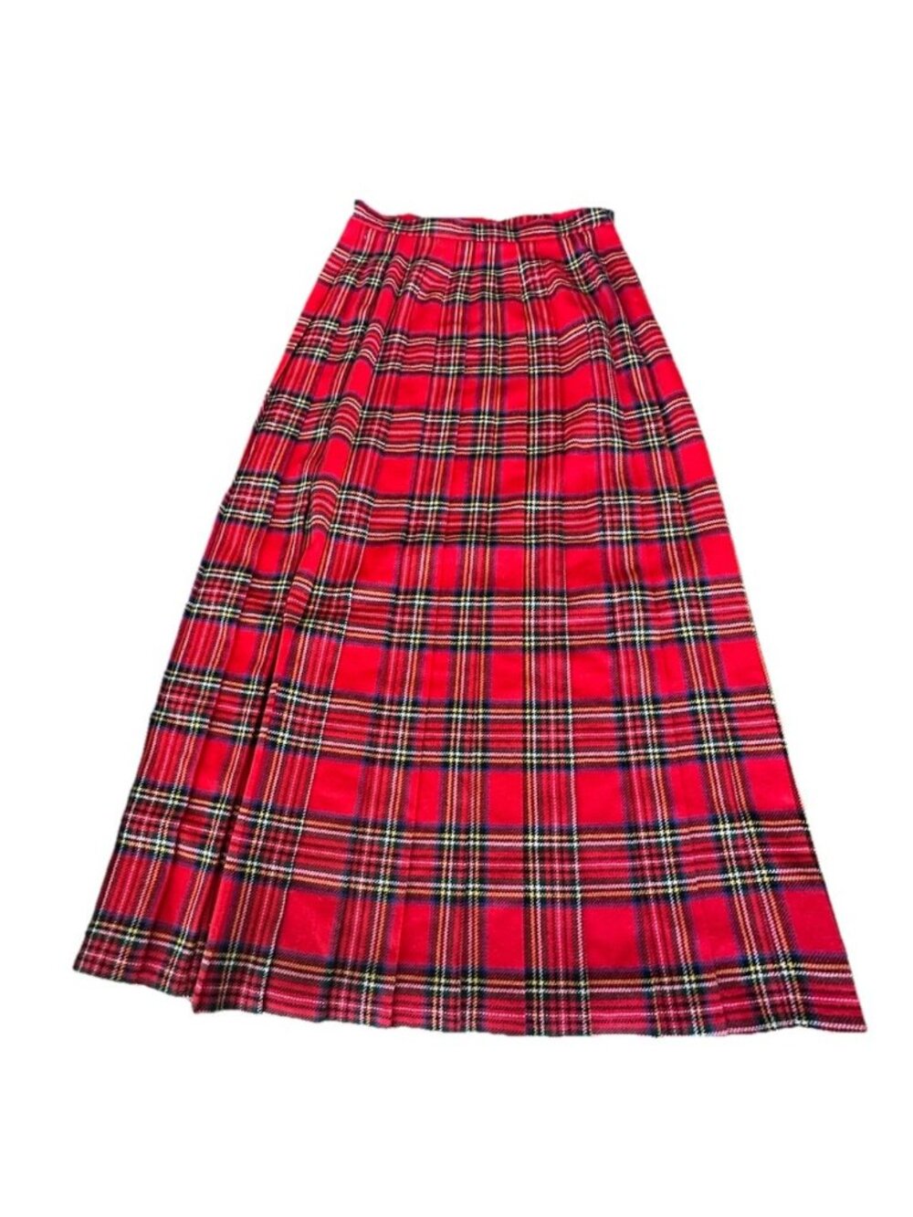 Vintage BHS Royal Stewart Tartan Kilt Skirt Made In Britain Red Plaid Pleated M